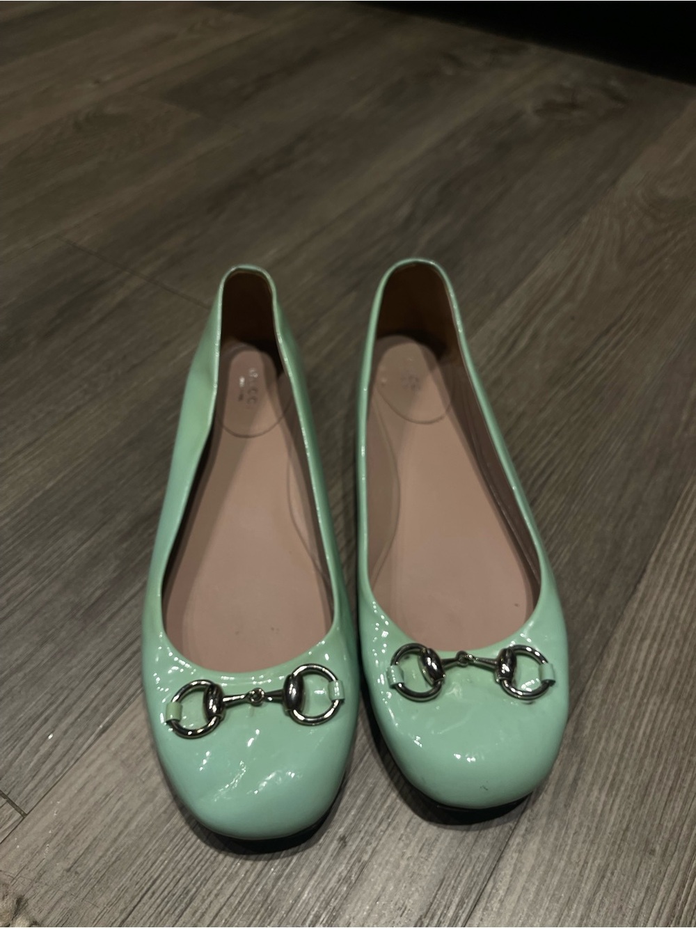 Gucci Mint Green Patent Leather Ballet Flats with Silver Horsebit